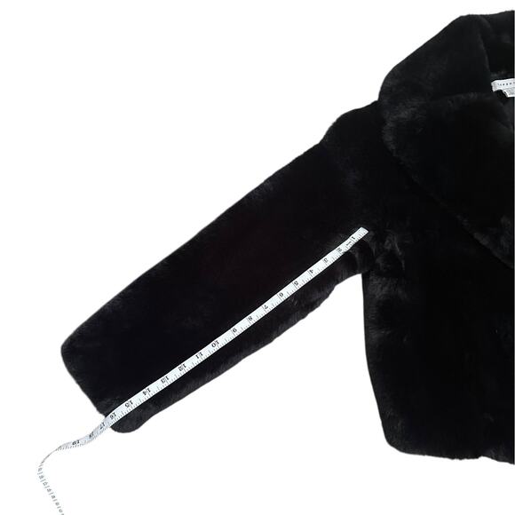 Topshop Women’s Black Faux Fur Jacket Coat Short Plush Cropped Size US 6 UK 10 - Picture 8 of 9